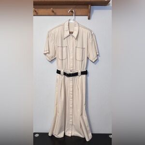 Vintage 100% Cotton Liz Claiborne Midi Dress with Black Belt Size 10P